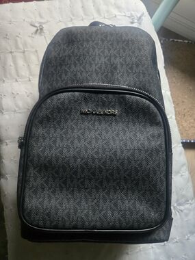 Michael Kors Men's Black Signature Logo Backpack
